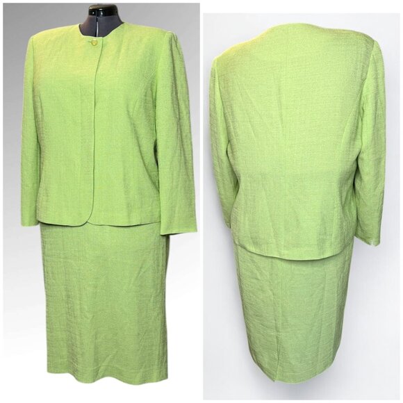 Morgan Miller Women's Two-Piece Green Textured Skirt Suit - Picture 1 of 10
